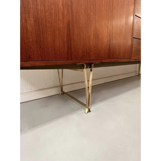 Image 1 of Buffet vintage en laiton et teck par William Watting pour Fristho, Pays-Bas années 1950