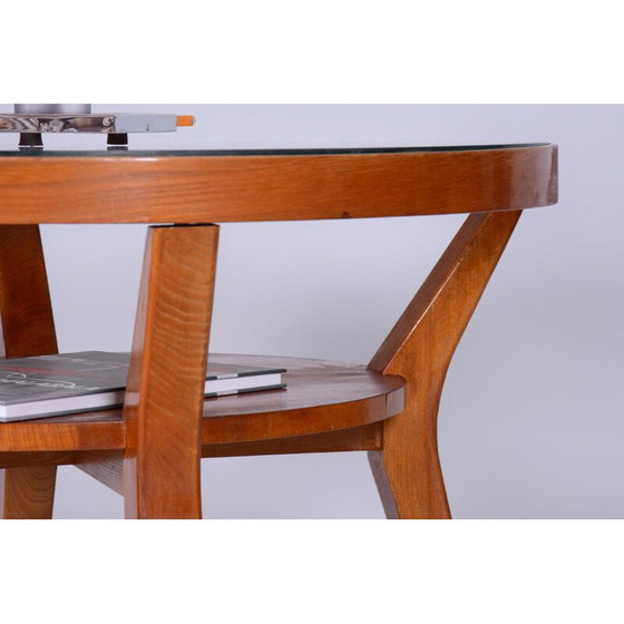 Image 1 of Table basse vintage en chêne et verre, Tchécoslovaquie 1950