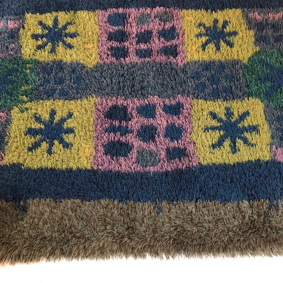 Image 1 of Tapis vintage Rya "Pop Art" par Arne Lindaas pour Sellgren As, Norvège 1970