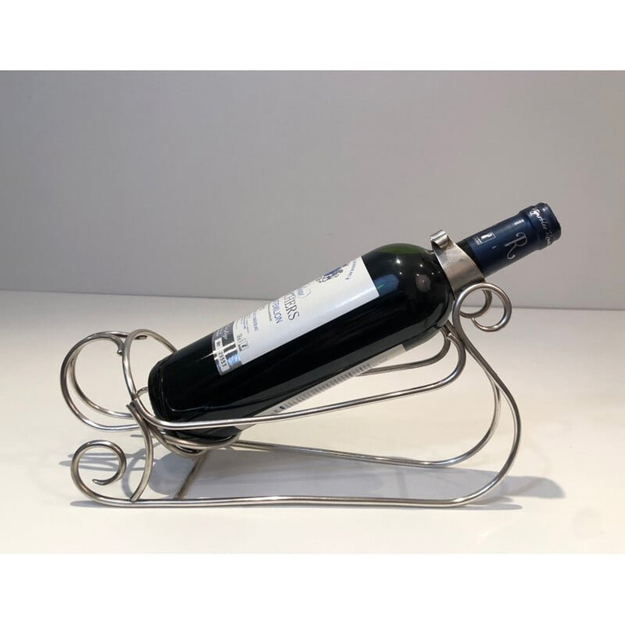 Porte-bouteille En Métal Argenté - Joli Objet De Décoration Pour L'art De La Table