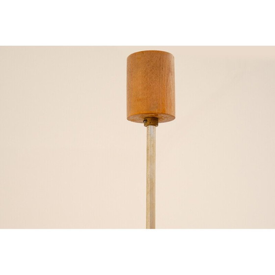 Image 1 of Lustre vintage en verre taillé et bois, Tchécoslovaquie 1970