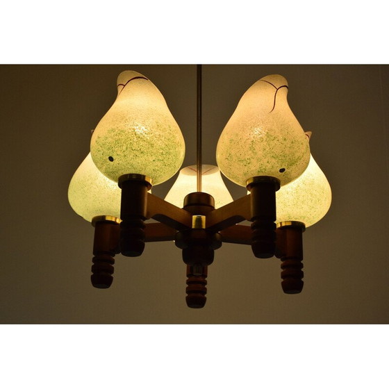 Image 1 of Lustre en bois Mid Century 1970