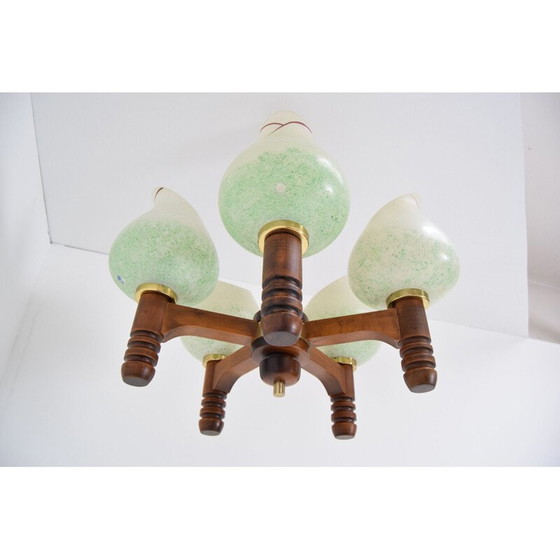 Image 1 of Lustre en bois Mid Century 1970