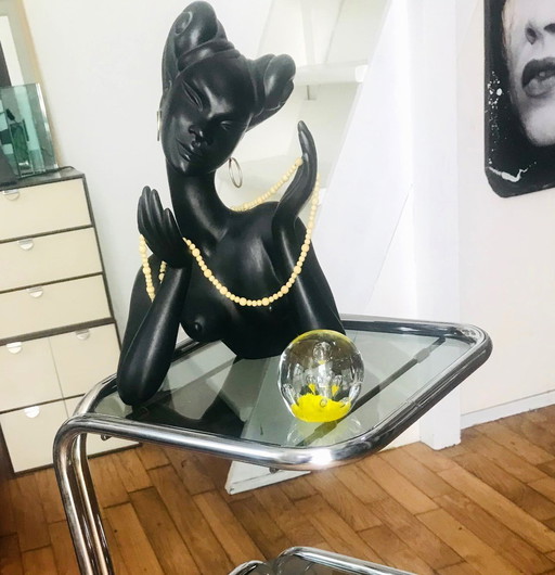 Grande Sculpture Africaniste • Céramique Vintage • Marc Henri • 1950