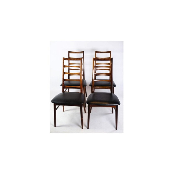 Image 1 of Ensemble de 4 chaises vintage en bois de rose à haut dossier de Niels Kofoed, années 1960