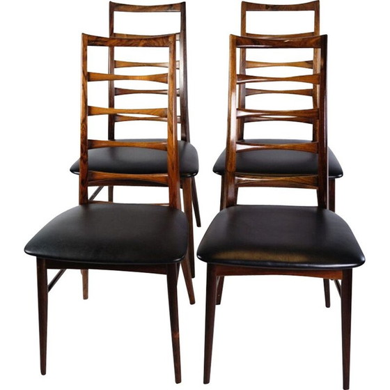 Image 1 of Ensemble de 4 chaises vintage en bois de rose à haut dossier de Niels Kofoed, années 1960