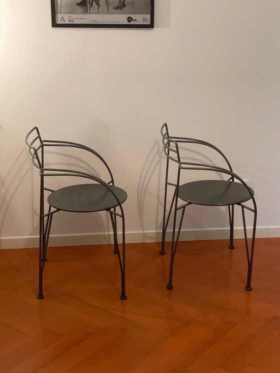 Image 1 of 2x Chaises Lune D’Argent Par Pascal Mourgue