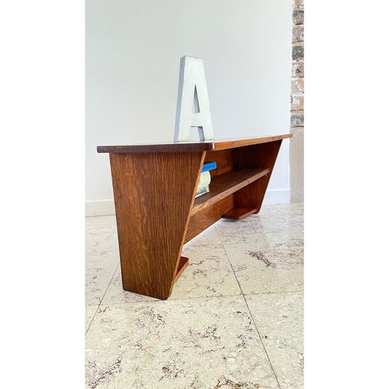 Image 1 of Etagère murale géométrique vintage en chêne massif