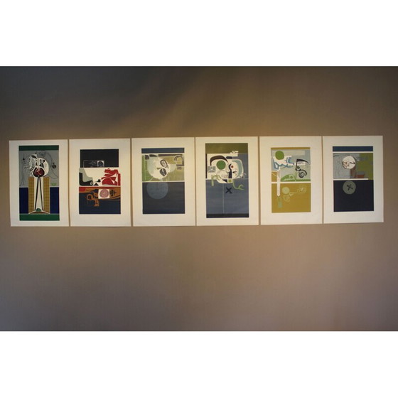 Image 1 of Ensemble de 6 peintures abstraites d'Ennio Tamburi, Italie 1966