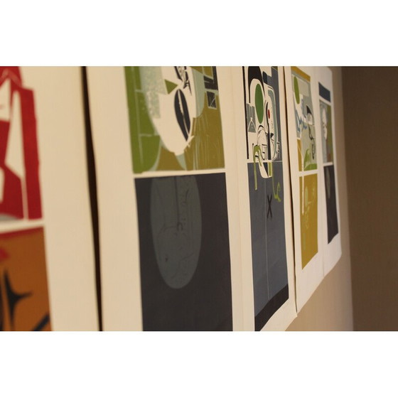 Image 1 of Ensemble de 6 peintures abstraites d'Ennio Tamburi, Italie 1966