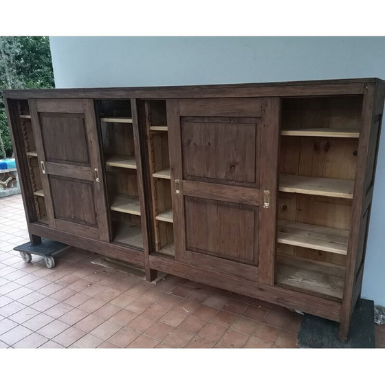 Image 1 of Buffet en bois de sapin avec 4 portes coulissantes, 1950