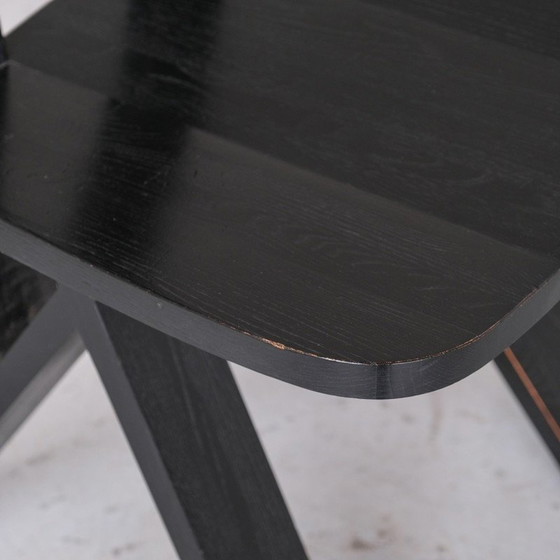 Image 1 of Ensemble de 6 chaises de salle à manger noires françaises vintage par Pierre Chapo, 1970