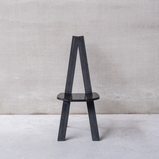 Image 1 of Ensemble de 6 chaises de salle à manger noires françaises vintage par Pierre Chapo, 1970