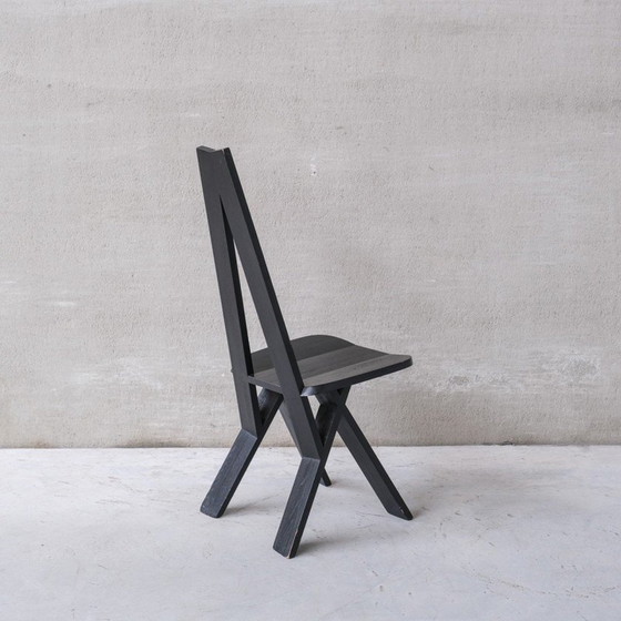 Image 1 of Ensemble de 6 chaises de salle à manger noires françaises vintage par Pierre Chapo, 1970