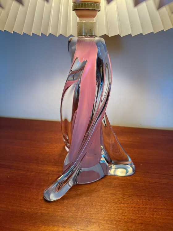 Image 1 of Lampe Cristal Transparent et Rose Années 60