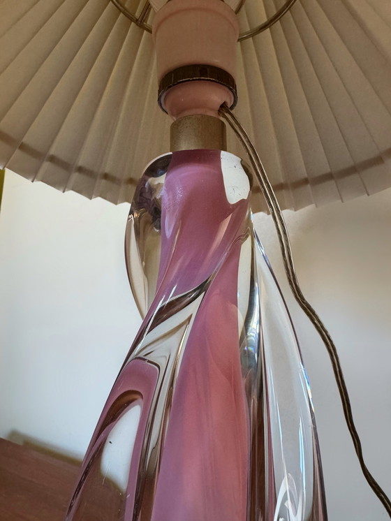 Image 1 of Lampe Cristal Transparent et Rose Années 60