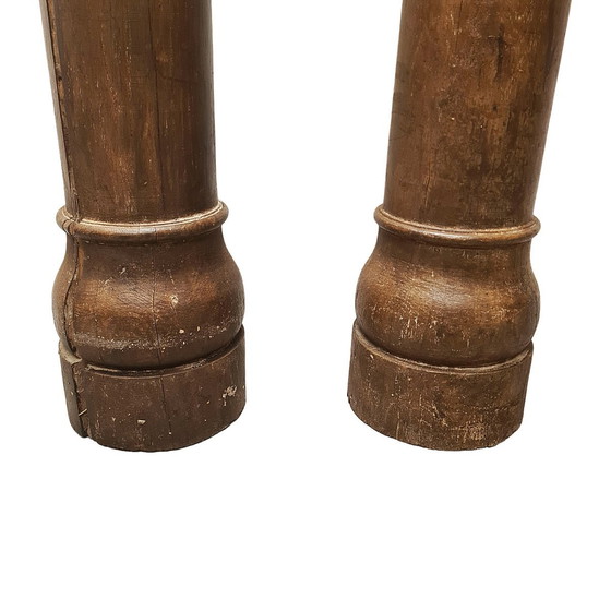 Image 1 of Colonnes rondes anciennes en chêne français, milieu du XIXe siècle