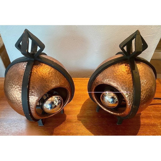 Image 1 of Paire de lampes en laiton Art déco vintage