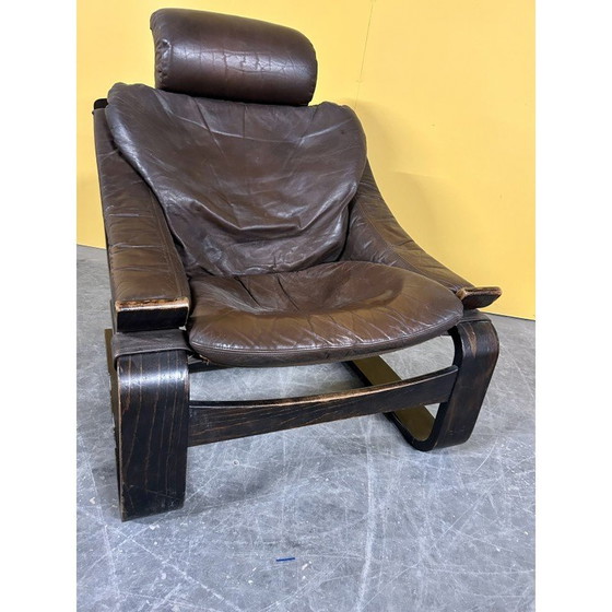 Image 1 of Fauteuil scandinave en cuir vintage par Ake Fribyter pour Nelo Mobler, Suède 1970