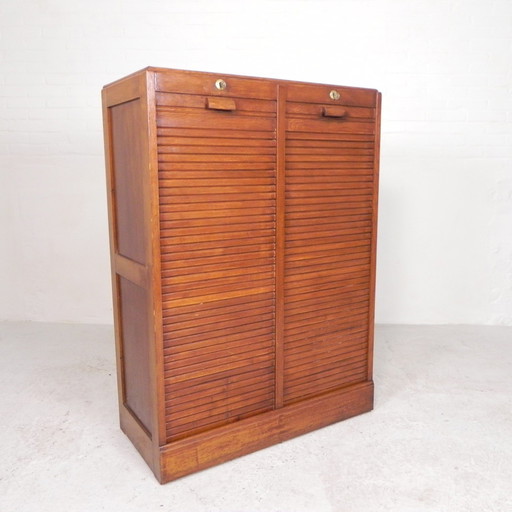 Armoire à volets roulants en chêne avec 2 volets, 121 cm de haut