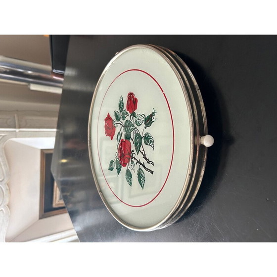 Image 1 of Plateau en verre imprimé vintage avec décoration de roses