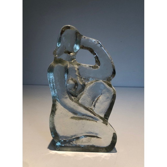 Image 1 of Sculpture vintage représentant une femme nue posant dans du verre, 1970