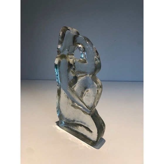 Image 1 of Sculpture vintage représentant une femme nue posant dans du verre, 1970