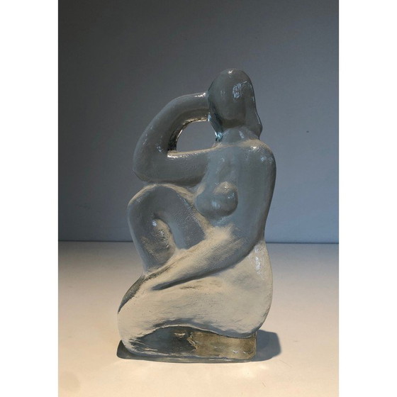 Image 1 of Sculpture vintage représentant une femme nue posant dans du verre, 1970