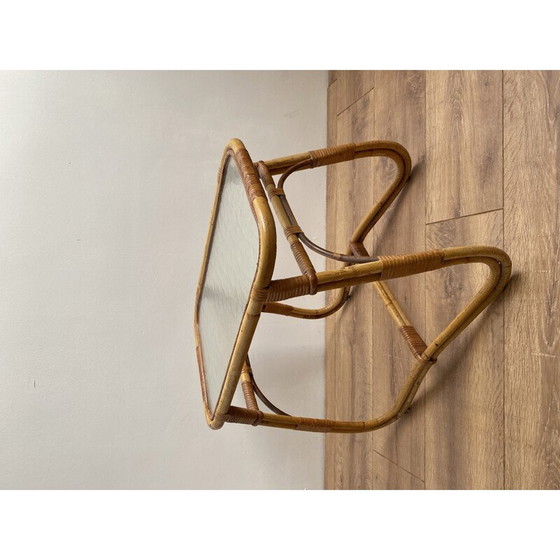 Image 1 of Table d'appoint vintage de Rohé Noordwolde Wicker & Glass 1950
