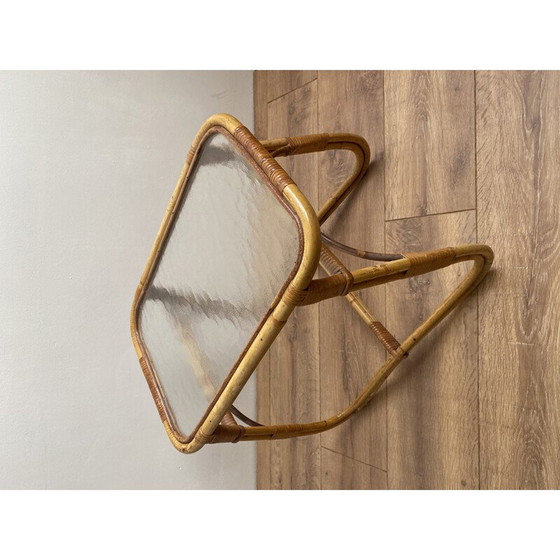 Image 1 of Table d'appoint vintage de Rohé Noordwolde Wicker & Glass 1950