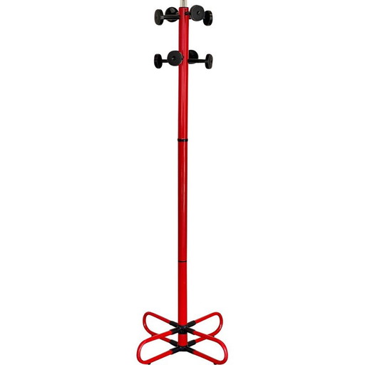 Porte-manteau vintage en métal rouge, 1980