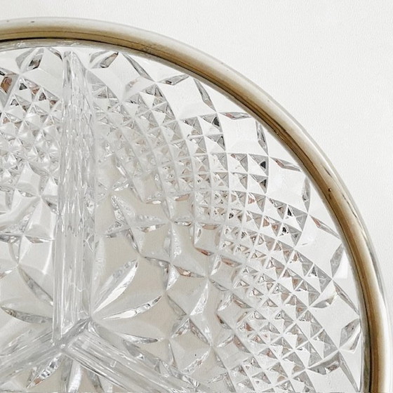 Image 1 of Bonbonnière vintage en cristal avec bord argenté