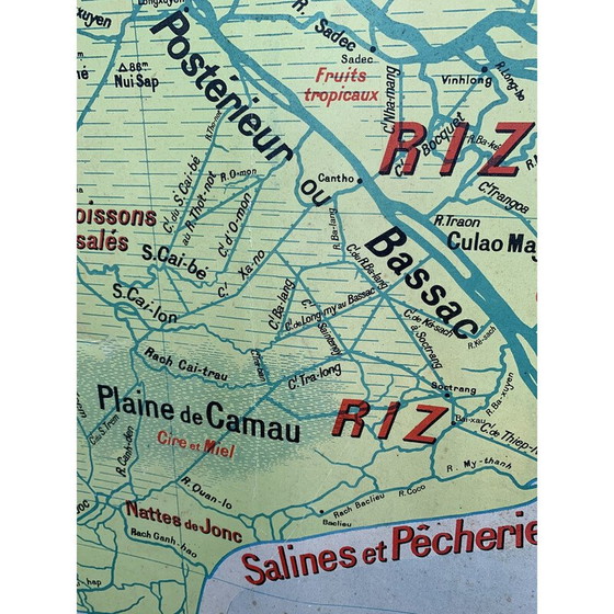 Image 1 of Vintage school poster Vidal lablache n°40 Cochinchine