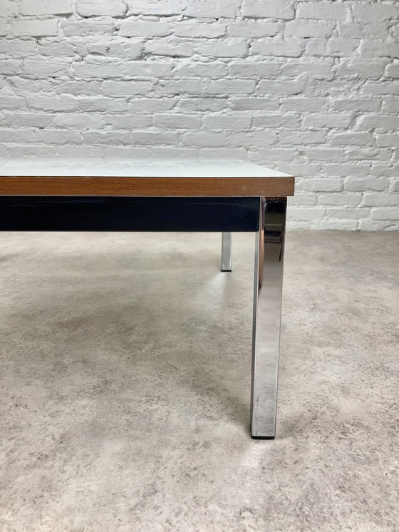 Image 1 of Table basse vintage moderniste Table d'appoint chrome blanc 70S