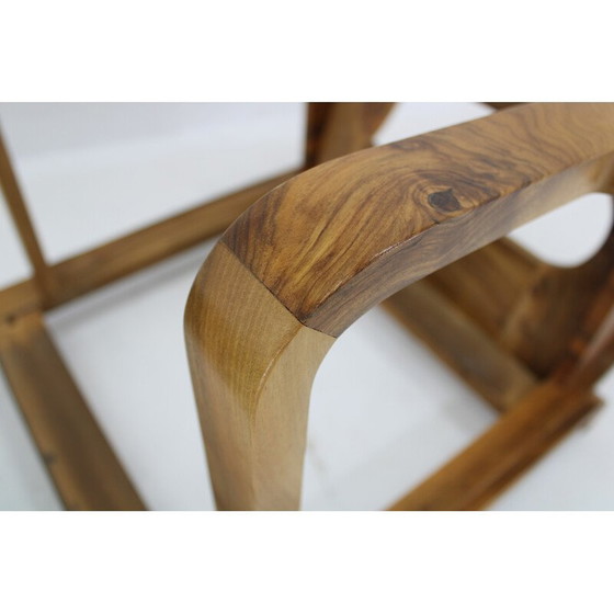 Image 1 of Fauteuil Vintage Art Déco en noyer massif, Tchécoslovaquie 1930