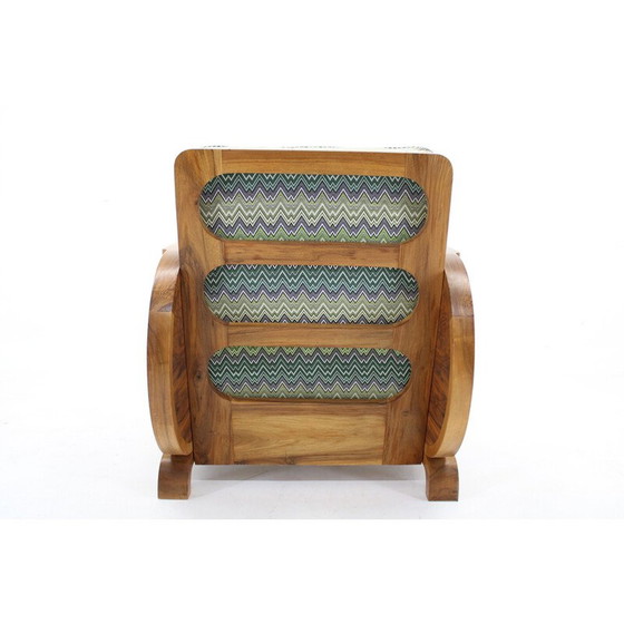 Image 1 of Fauteuil Vintage Art Déco en noyer massif, Tchécoslovaquie 1930