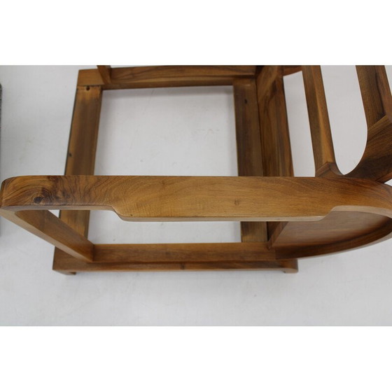 Image 1 of Fauteuil Vintage Art Déco en noyer massif, Tchécoslovaquie 1930