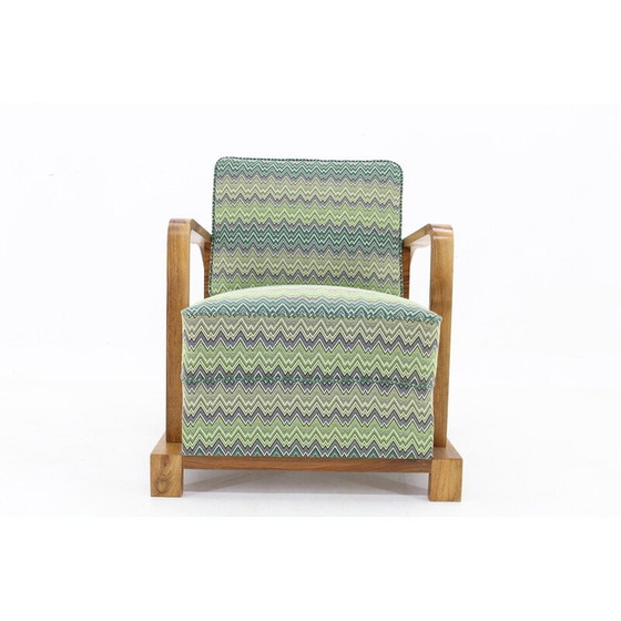 Image 1 of Fauteuil Vintage Art Déco en noyer massif, Tchécoslovaquie 1930