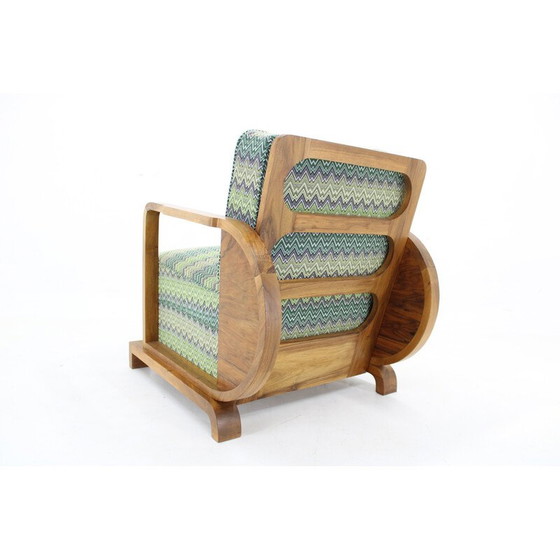 Image 1 of Fauteuil Vintage Art Déco en noyer massif, Tchécoslovaquie 1930
