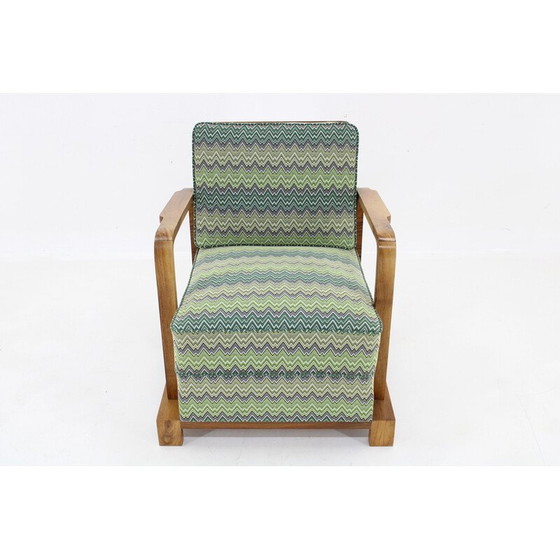 Image 1 of Fauteuil Vintage Art Déco en noyer massif, Tchécoslovaquie 1930