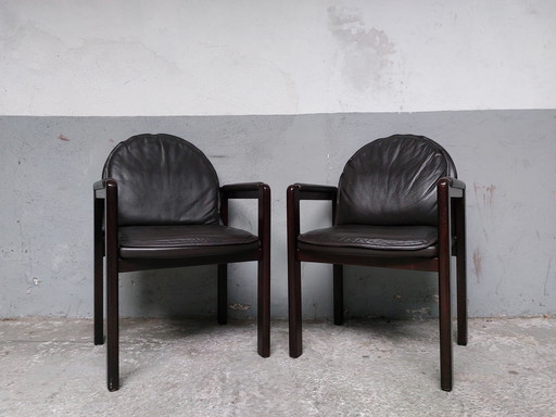 2 X Fauteuils en cuir brun foncé Bulo Memphis Style