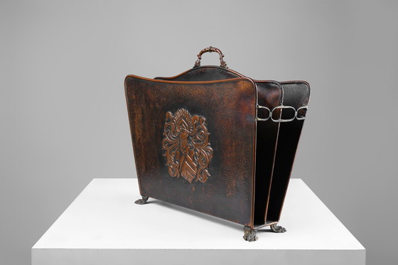 Image 1 of Porte-revues Mid Century en cuivre martelé, France, 1890S