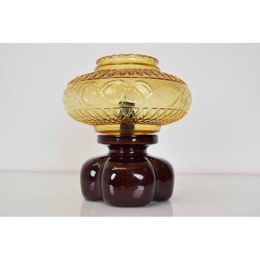 Lampe de table vintage en céramique et verre, Tchécoslovaquie 1960