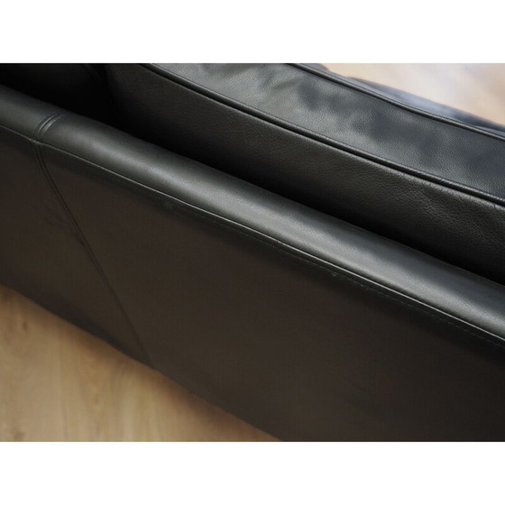Image 1 of Canapé vintage en cuir noir par Hurup Møbelfabrik, 1970