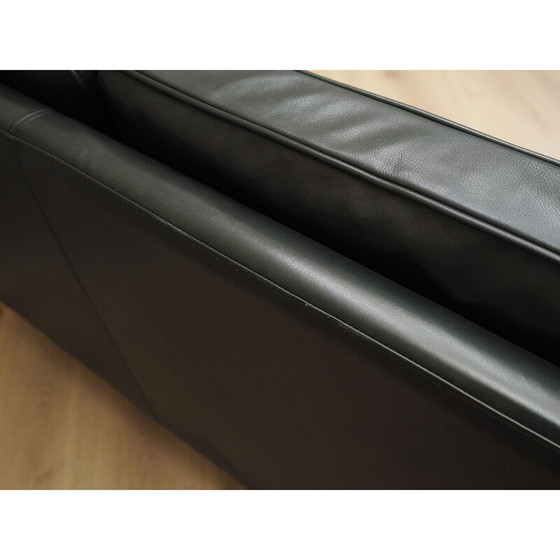 Image 1 of Canapé vintage en cuir noir par Hurup Møbelfabrik, 1970