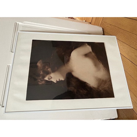 Image 1 of Peinture vintage portrait de femme par Adolphe Piot pour Braun et Compagnie