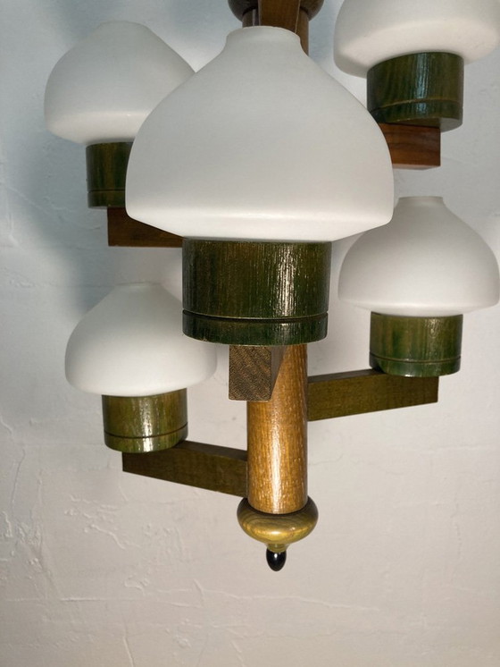 Image 1 of Suspension scandinave du Mid Century, verre opalin