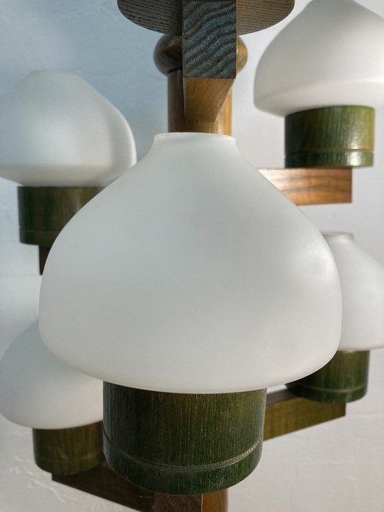 Image 1 of Suspension scandinave du Mid Century, verre opalin