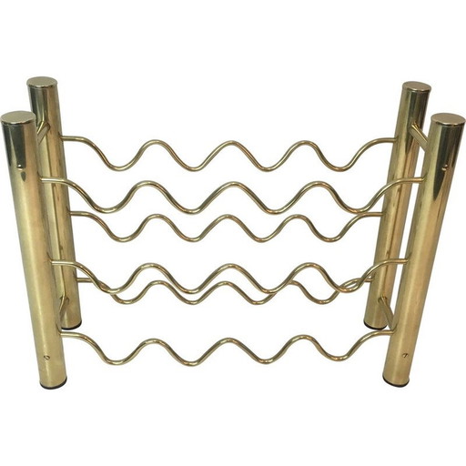 Porte-bouteille vintage en laiton, France 1970