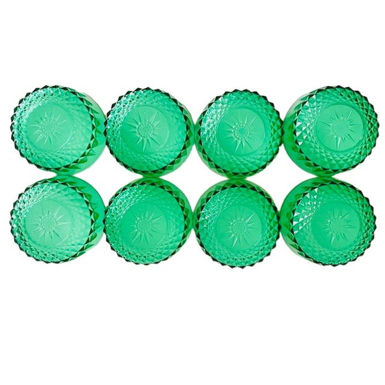 Image 1 of Ensemble de bols Arcoroc en verre vert émeraude 1960